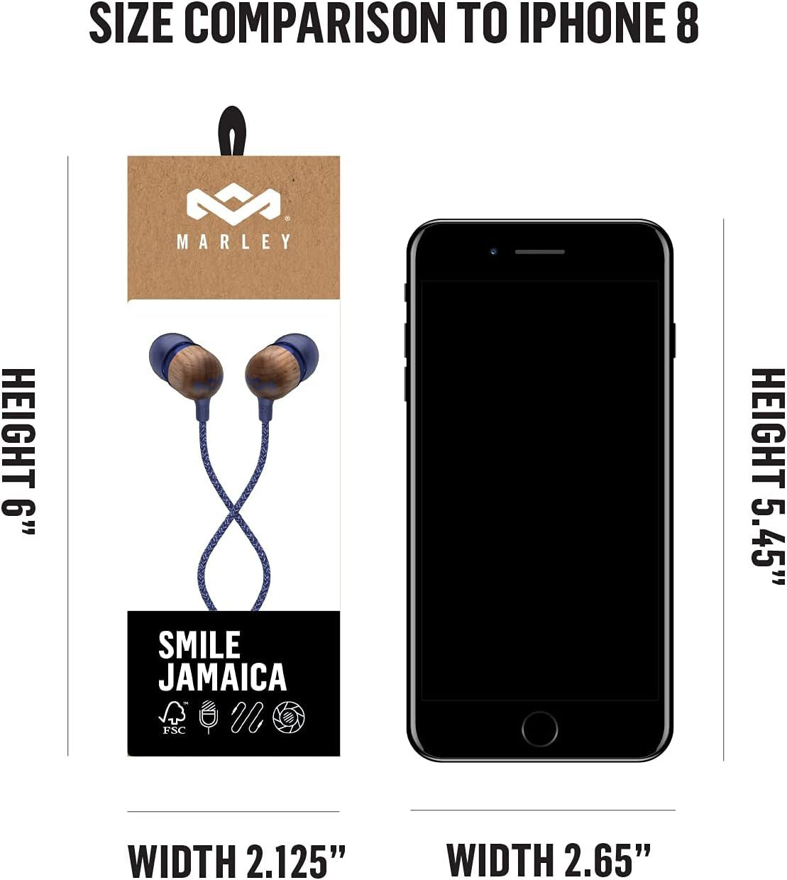 House of  Smile Jamaica Wired Noise Isolating Headphones with Microphone (Denim)