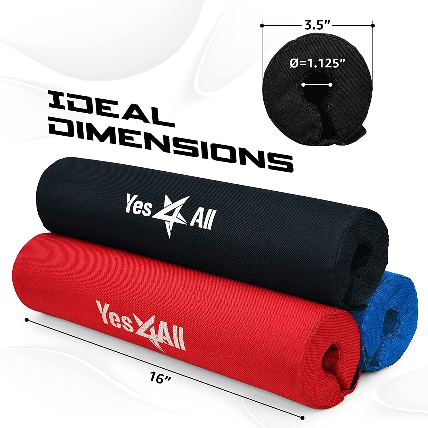 Ergonomic Foam Bar Pad, Olympic Barbell Squat & Neck Pad for Squats, Hip Thrusts & Weight Lifting Bar