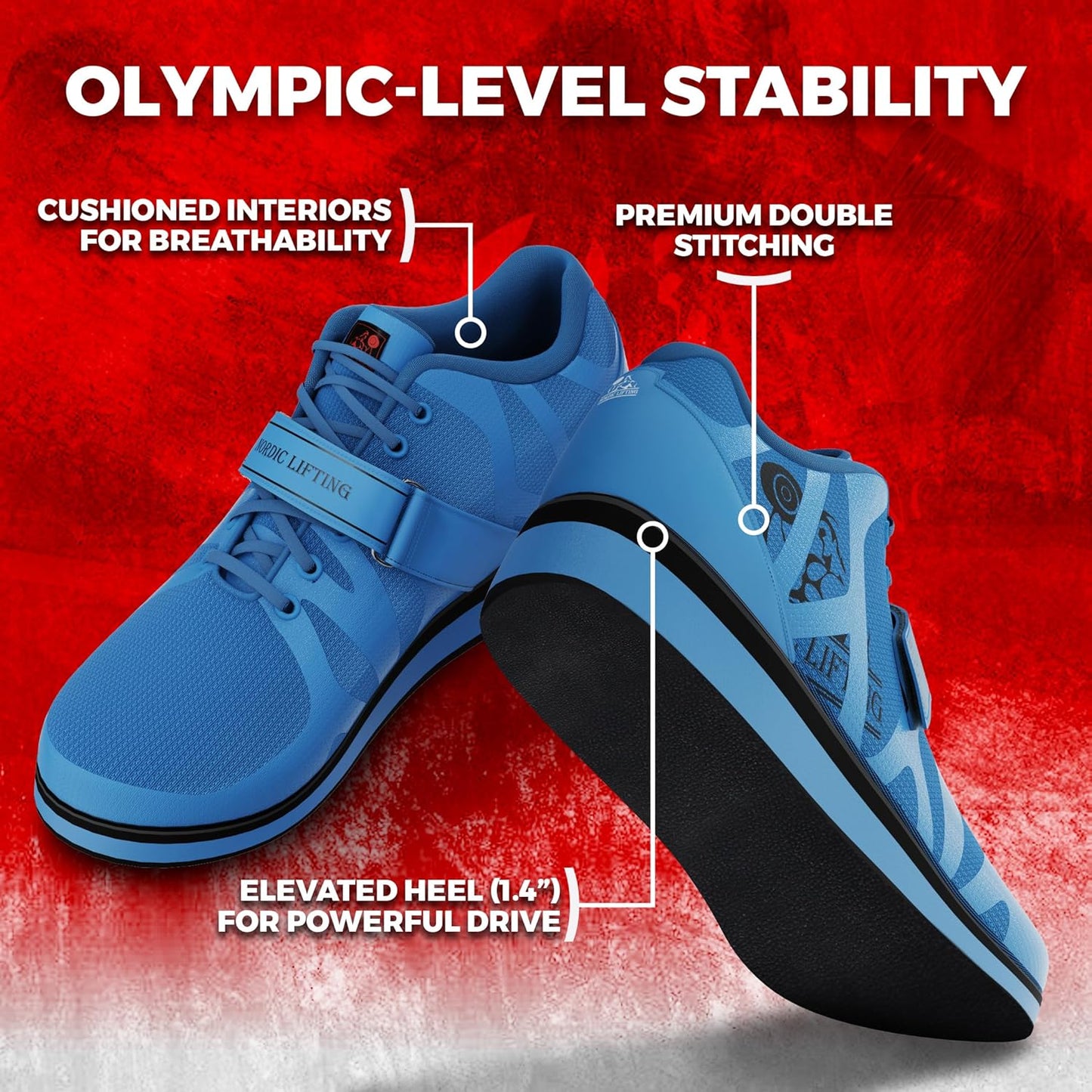 MEGIN Deadlift Shoes – Elevated Heel Gym Footwear for Powerlifting, Weightlifting & Strength Training – Non-Slip Sole Lifting Shoes for Men