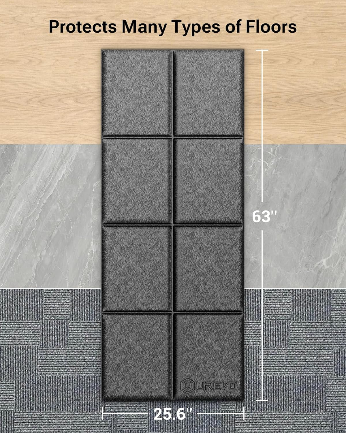 Foldable Treadmill Mat,63" L X 26" W X 0.24" Th,Exercise Bike Mats for Home Gym Workout, Waterproof Non-Slip Exercise Equipment Mat Floor Protector for Indoor Walking Pad