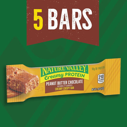 Nature Valley Creamy Protein Bars, Peanut Butter Chocolate, 10G Protein Snacks,