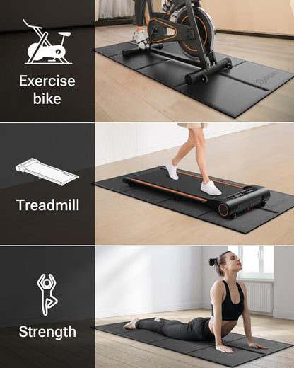 Foldable Treadmill Mat,63" L X 26" W X 0.24" Th,Exercise Bike Mats for Home Gym Workout, Waterproof Non-Slip Exercise Equipment Mat Floor Protector for Indoor Walking Pad